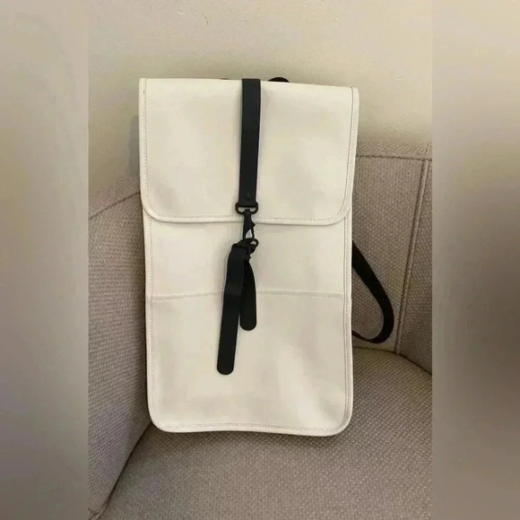RAINS White Classic Waterproof Backpack - Picture 3 of 9